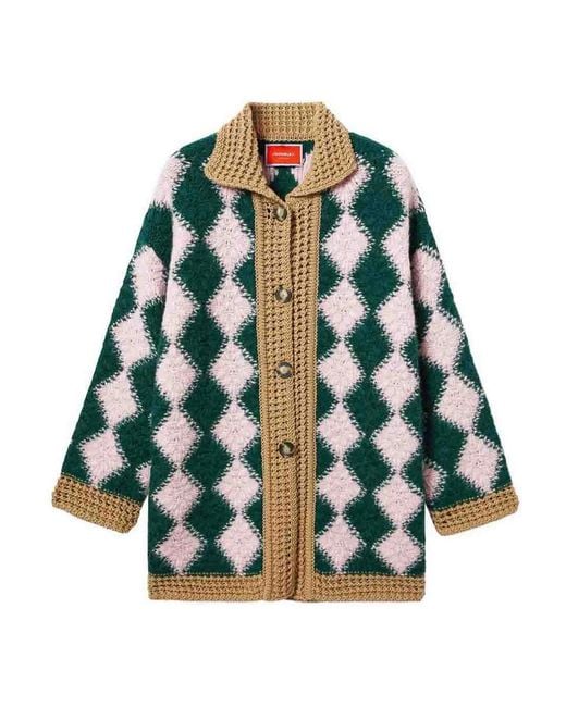 LaDoubleJ Green Crochet Bowling Cardigan