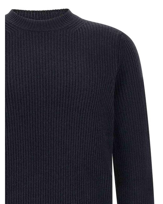 Zanone Blue Ribbed Sweater for men