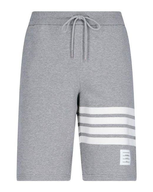 Thom Browne Gray 4-Bar Sweat Shorts for men