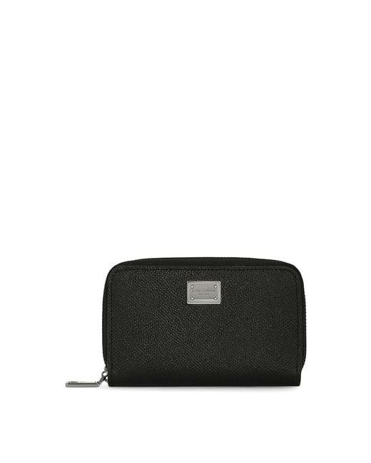 Dolce & Gabbana Black Pebbled Leather And Logo Wallet for men