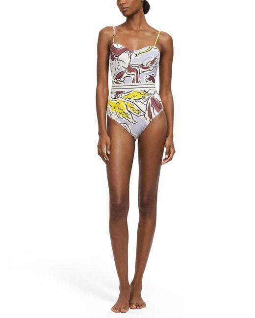 Tory Burch White One Piece Swimsuit With Print