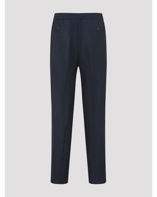 Etro Blue Wool And Linen Pants for men