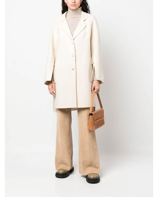Ermanno Scervino Natural Notched-Lapels Wool Coat