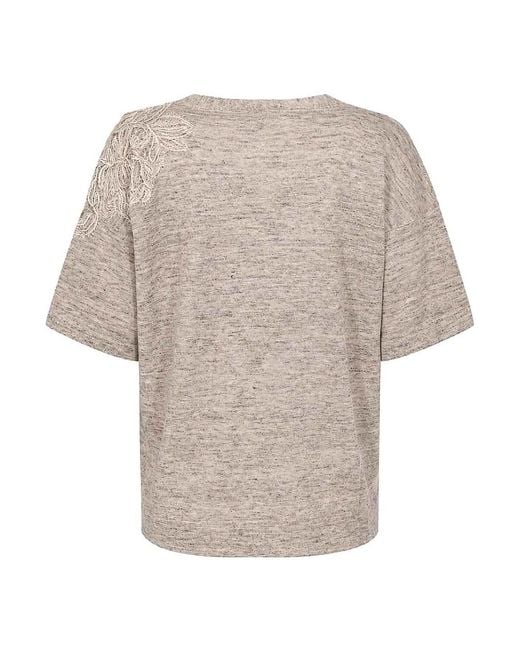 D. EXTERIOR White Linen And Lace Sweater