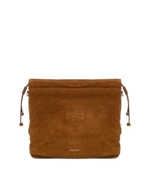 Coccinelle Brown Handbag Suede Le/Smooth Le Cognac/Cognac