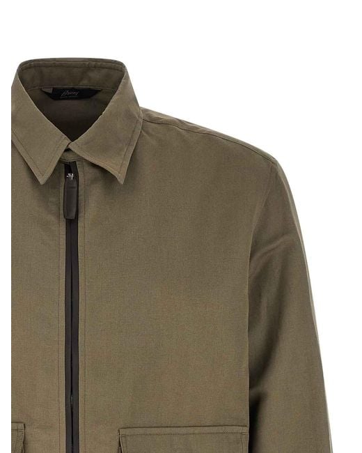 Brioni Green Linen Cotton Blouson for men