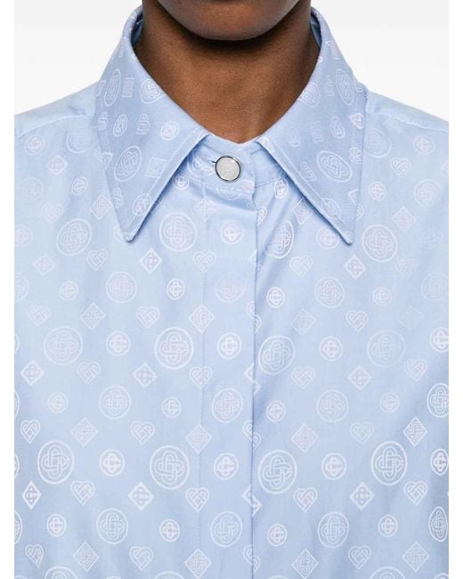 Casablanca Blue Monogram-Patterned Shirt