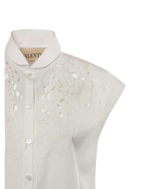 Valentino Garavani White Embroidered Poplin Shirt