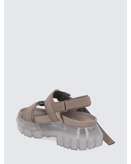 Rick Owens Gray Tractor Sandal In Leather