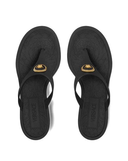Versace Black Alia Thong Sandals