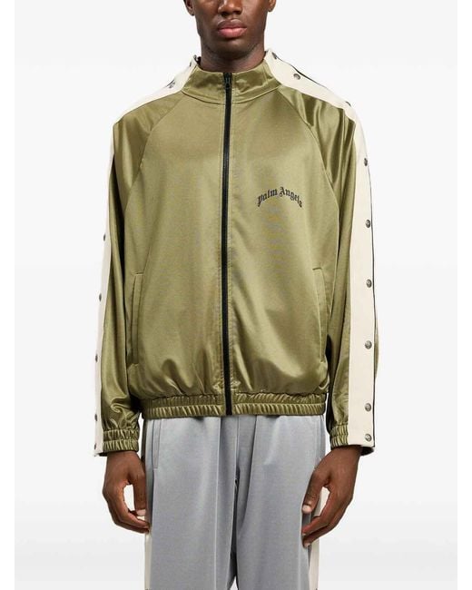 Palm Angels Green Snap-Button Side Bands Track Jacket for men
