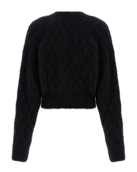 ROTATE BIRGER CHRISTENSEN Black 'Flufy Knit' Cardigan
