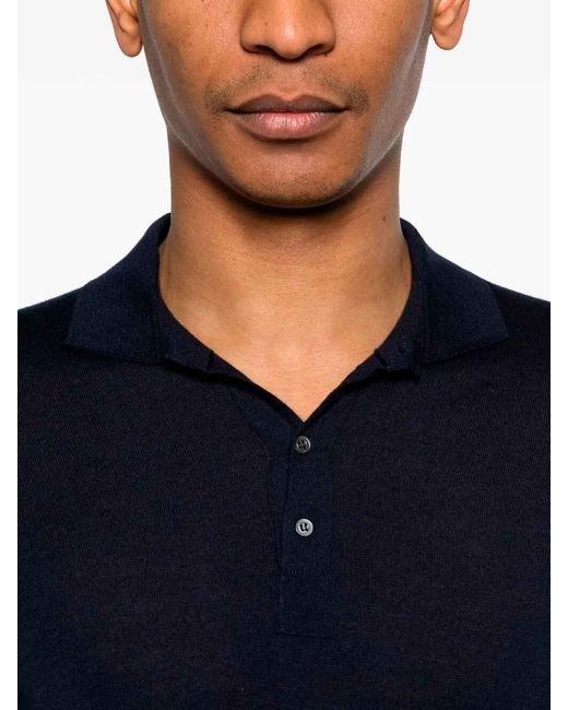 Drumohr Blue Long Sleeve Polo for men