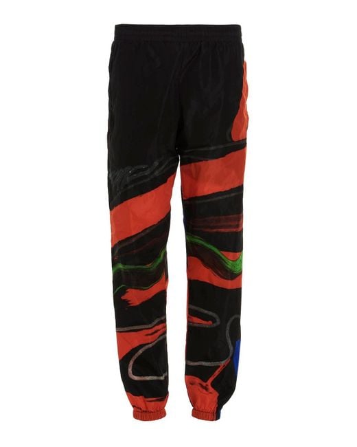 Moschino Black Contrast Print Nylon Joggers With Elastic Waistband for men