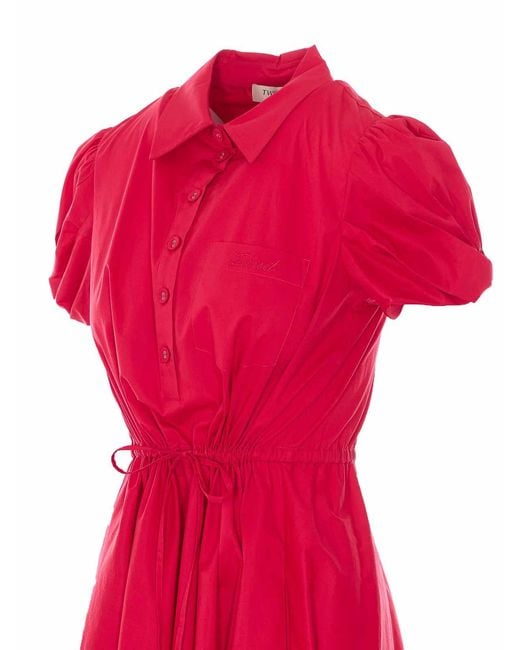 Twinset Red Ed Chemisier Dress