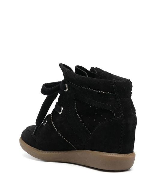 Isabel Marant Black Wedge-Heel Lace-Up Sneakers