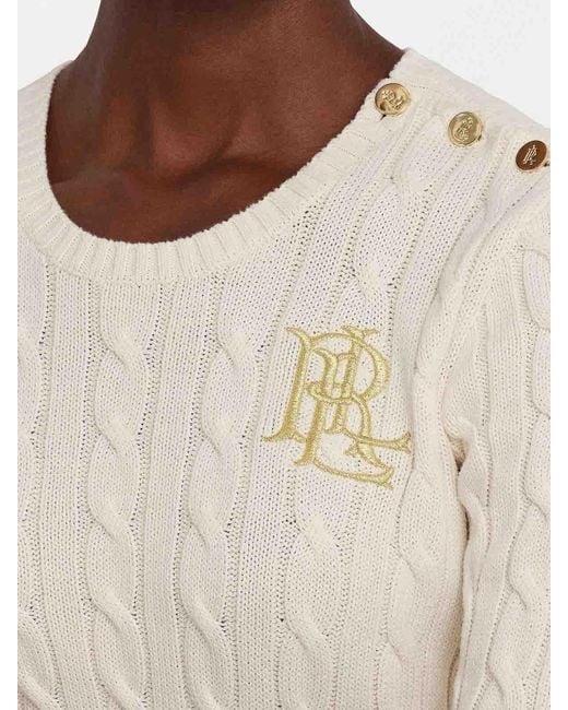 Ralph Lauren White Montiva Long Sleeve Pullover