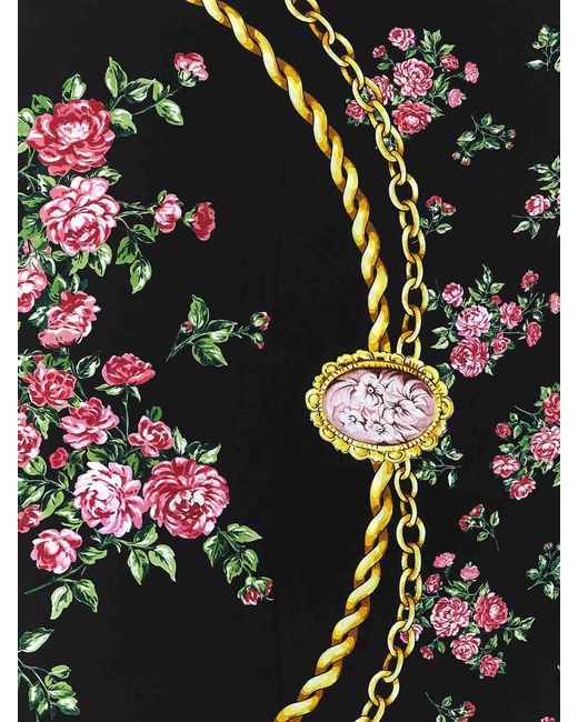 Dolce & Gabbana Black Mazzolini Di Rose Scarf