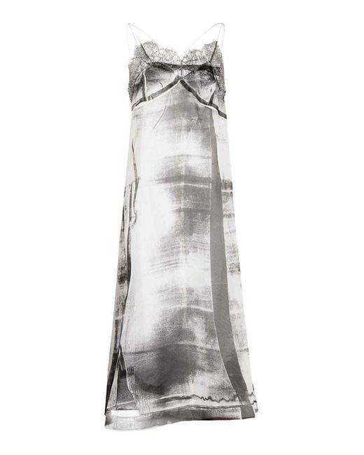Maison Margiela Gray Freeze-Frame Silk Midi Dress