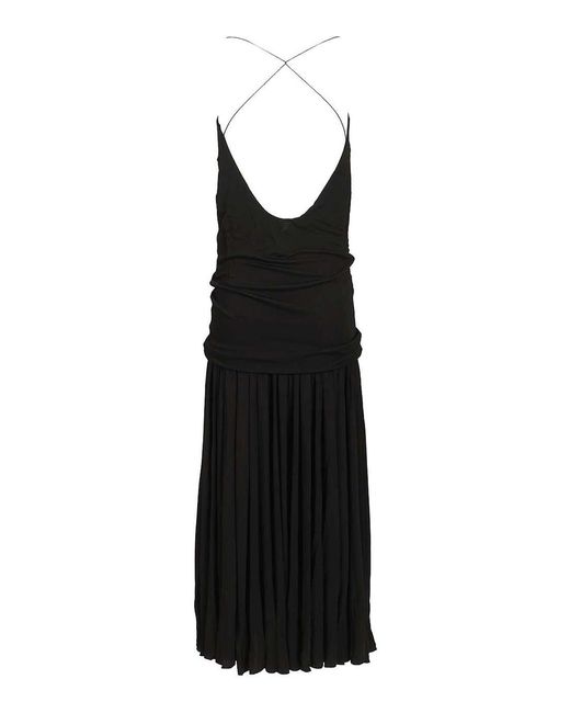 Jacquemus Black Abiha Gathered Jersey Midi Dress