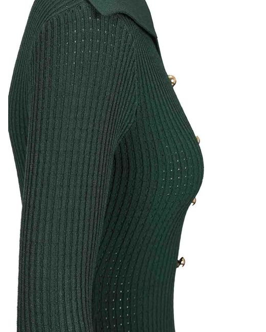 Self-Portrait Green Kknitted Midi Dress