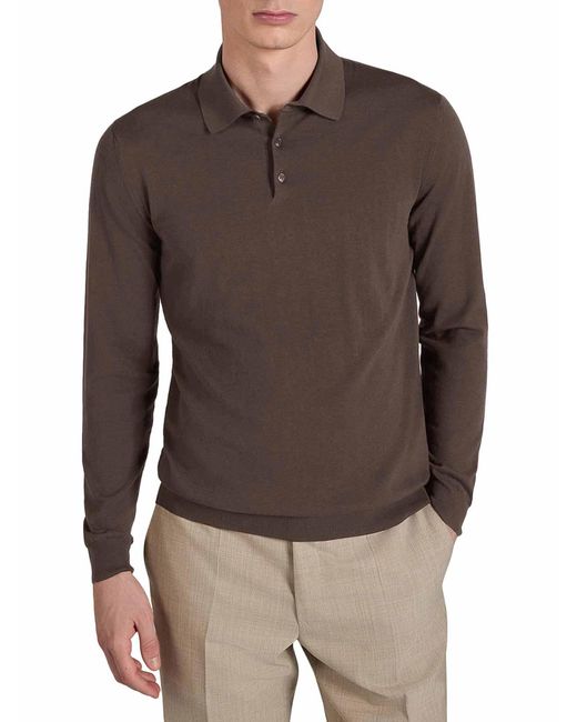 Zanone Brown Slim Fit Cotton And Silk Polo Shirt for men