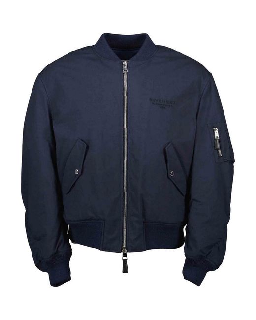 Givenchy Blue Cotton Blend Bomber Jacket for men