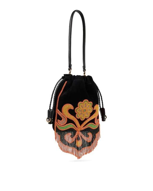 Etro Black Kalispera Small Suede Bag