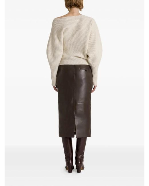 Alberta Ferretti Natural Wide Boat-Neck Sweater