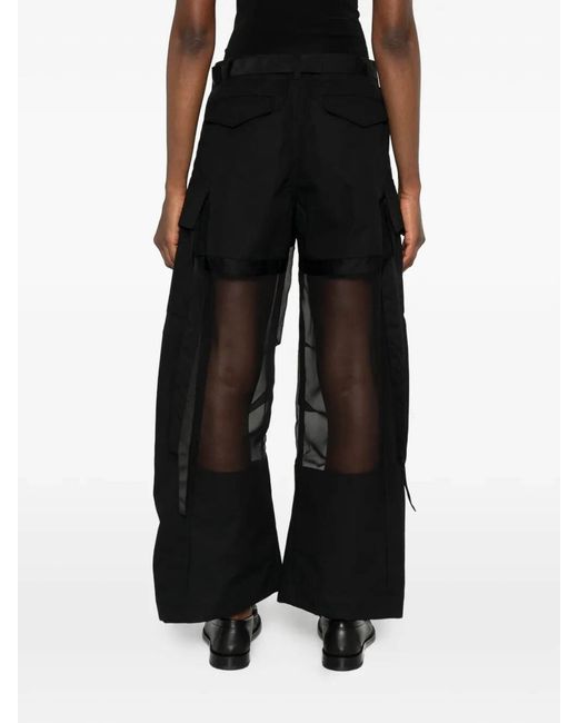 Sacai Black Cotton Coating Pants