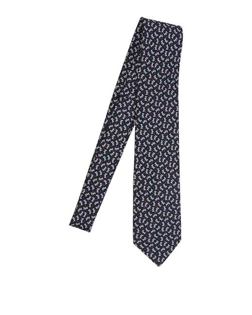 Ferragamo Blue Charlie Print Tie for men