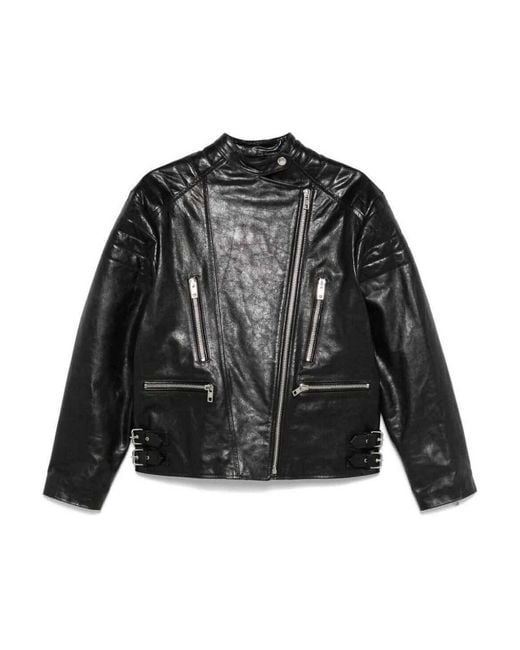 Twinset Black Leather-Like Biker Jacket