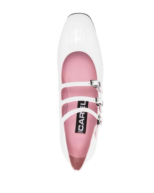 CAREL PARIS White Ariana Patent Leather Ballet Flats