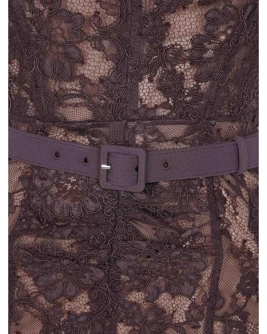 Self-Portrait Purple Floral Lace Midi Dress