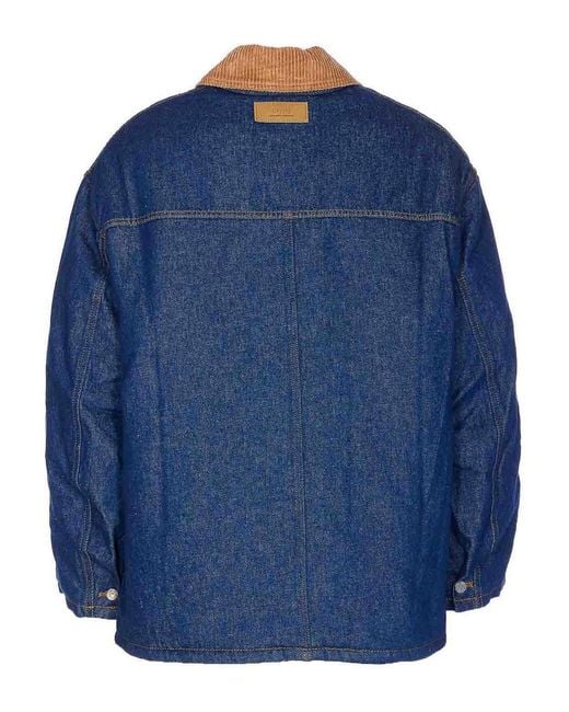 AMI Blue Padded Denim Jacket for men
