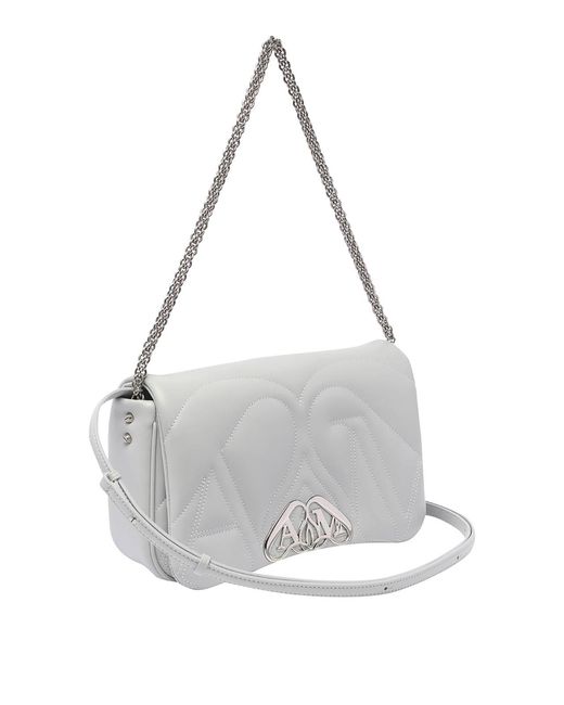 McQueen Gray Small The Seal Shoulder Bag