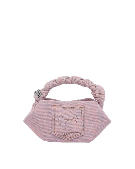 Ganni Pink Mini Bou Denim Handbag