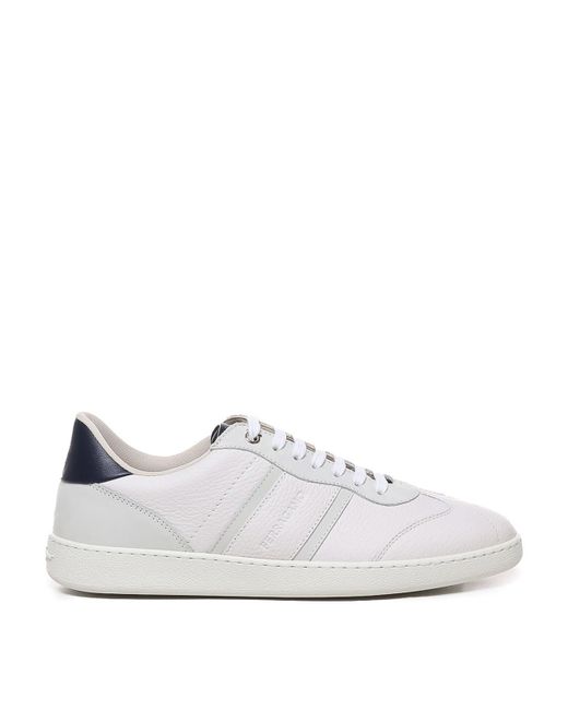 Ferragamo White Embossed Logo Sneakers for men