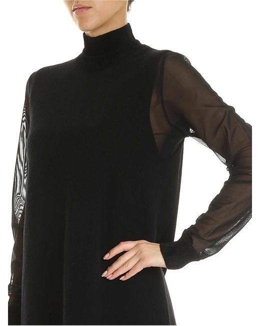 McQ Alexander McQueen Black Knitted And Tulle Dress