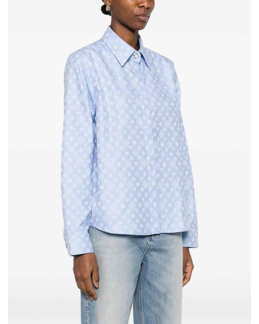 Casablanca Blue Monogram-Patterned Shirt