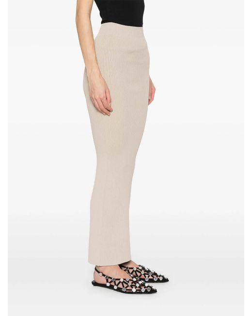 Max Mara White Ribbed Midi Skirt