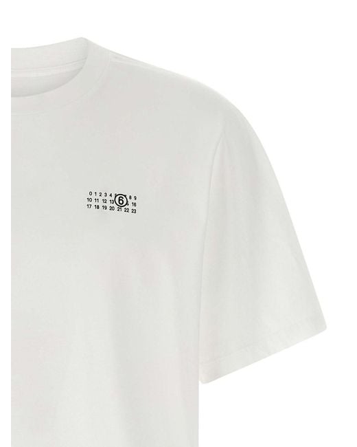 MM6 by Maison Margiela White Cotton Jersey Printed T-Shirt With Crewneck for men