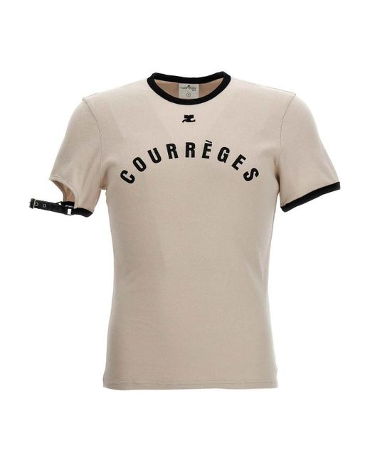 Courreges Natural Logo Print T-shirt for men