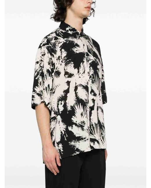 Laneus Black Abstract Print Shirt for men