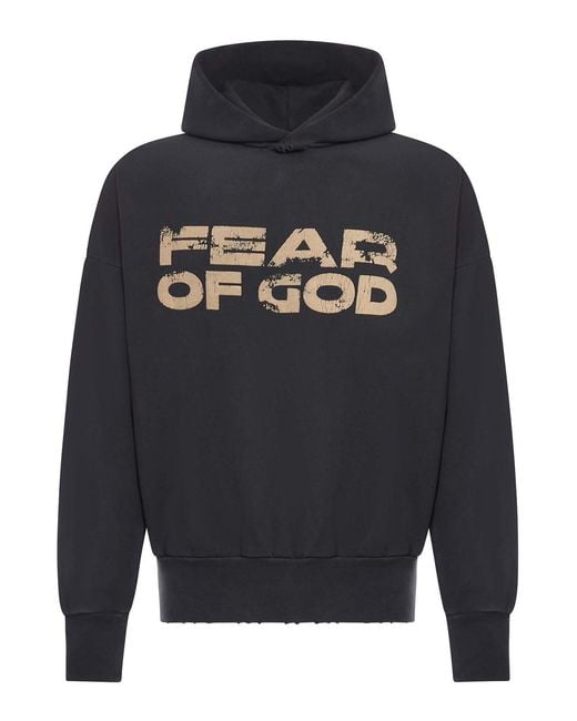 Fear Of God Blue Hoodie With Print for men