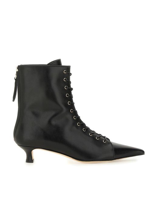 Aeyde Black Lace-Up Boot Trixi