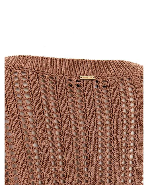 Twinset Brown Ostrich Feather Sweater