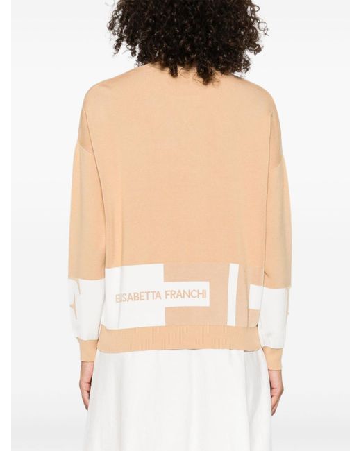 Elisabetta Franchi Natural Tricot Crewneck Sweater
