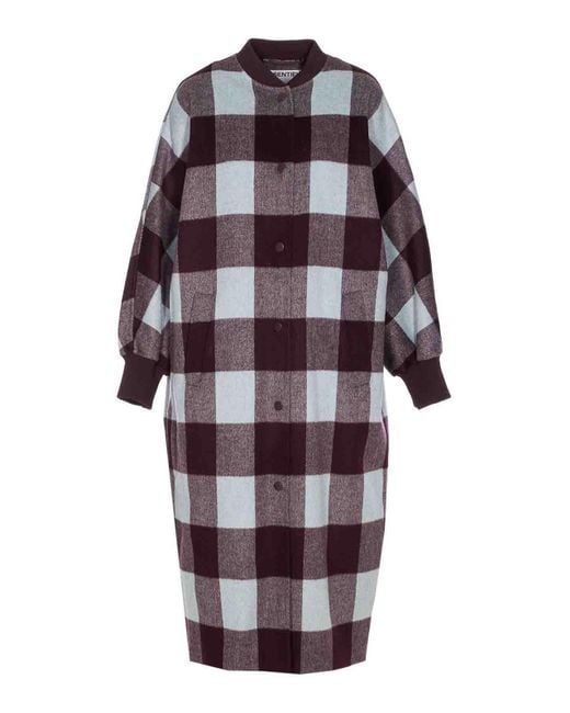 Essentiel Antwerp Brown Double-Breasted Check Coat