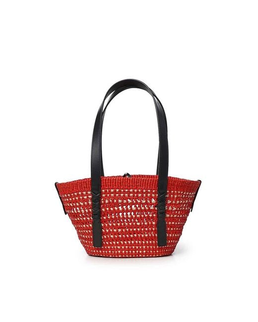 Loewe Red Small Braid Basket Bag